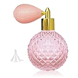 JRHMJXLR 100ml Clear Crystal Perfume Bottle, with Pink Short Tassel Sprayer, Atomizer Pump, Vintage Style, Refillable Glass Bottle