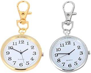 Hemobllo 2 stücke Vintage taschenuhren mit großem zifferblatt Krankenschwester Uhren brosche Quarz hängen Uhr Geschenk Uhr für Krankenschwester Arzt ältere mit Haken (Gold Silber)