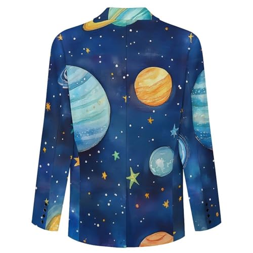 Watercolor Galaxy Solar System Classic Suits Blazer for Men Business Tuxedo Jacket Sport Coat Two Buttons4