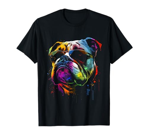 Englische Bulldogge Sonnenbrille Haustier Liebhaber Hund T-Shirt