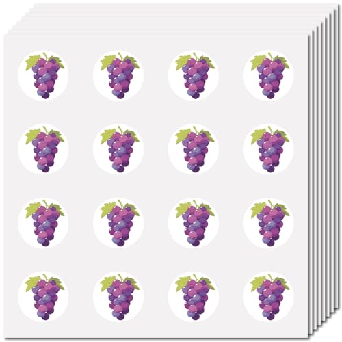 CREATCABIN 128 pieza de Pegatinas de Uva para Álbumes de Recortes, Calcomanía de Fruta Pequeña, Autoadhesiva, Impermeable, Pegatinas Redondas Moradas A Granel para Botellas de Agua, Manualidades, Comp
