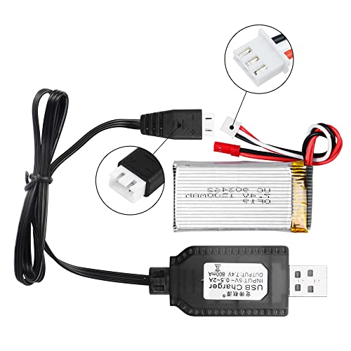 YACSEJAO 2 Pack 7.4V LiPo Battery USB Charger Cable for RC Model Vehicle Buggy Car Truck Boat (XH-3P) - Image 3