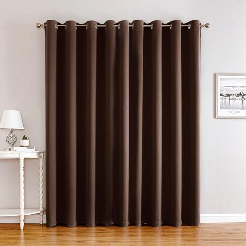 Cortinas, Home QICHEN Cortinas Blackout para recámara,Suave 100% Poliéster Tela Impermeable, Reducción Ruido, con Ojales en la Parte Superior (Color café Oscuro 1 Pieza,...