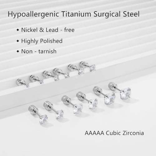 Titanium Hypoallergenic Stud Earrings for Women Mens Nickel Free Earrings - image 5