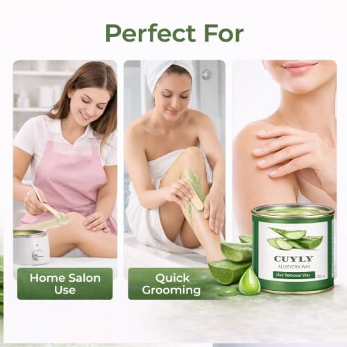 Image of Wax Heater, Roller Heater Machine Hair Removal Warmer Refill Cartridge Wax Strips With Wipes Waxing kit for Women WaxRoll on Heater (Wax, Aloe Vera 550 gm)