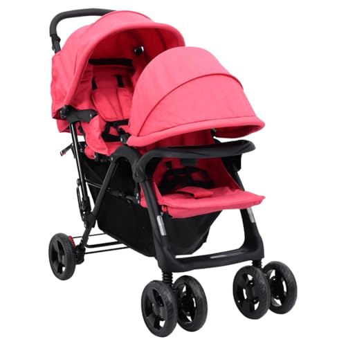 SKM Tandem Zwillingskinderwagen Rot Stahl