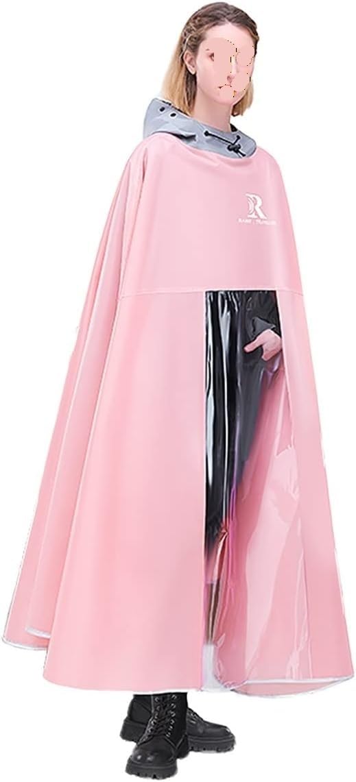 Cycling Rain Poncho Hooded for Electric Bike Scooter Multicolor Multiple Sizes(Pink,S)