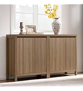 SICOTAS Sideboard Buffet Cabinet with Storage, Fluted Credenza Console Cabinet with Adjustable Sh...
