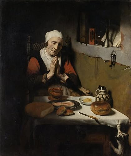 Cuadro sobre lienzo decorativo de pintura clásica de Nicolaes Maes en formato grande 60x90cm