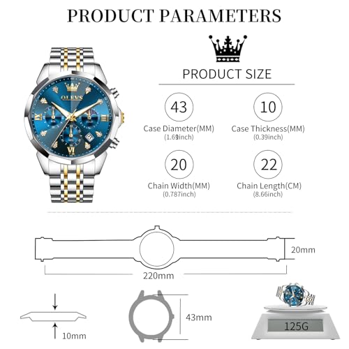 Image of OLEVS Watch Men Stainless Steel Watches Luxury Chronograph Men Wrist Watch | Multifunction,Diamond, Date, Business, Classic,Dress Watch for Men, Gift for Men, reloj de Hombre