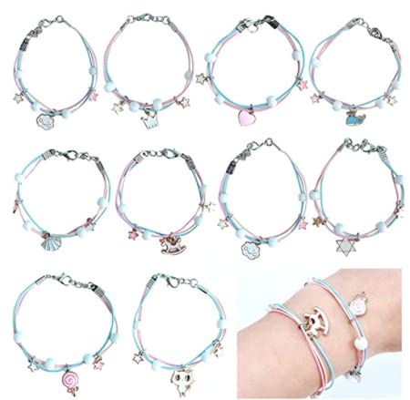 CENRONG 10pcs Adjustable Friendship Bracelet Braided Friendship Bracelet for Birthday Party and Girl Party (10pcs Sweet Cartoon Style)