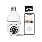 JASKFLY WiFi Wireless Light Bulb Camera with Memory Card, 1080P Home Smart Dome Surveillance Camera