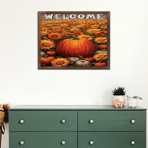 Cadre en bois de décoration moderne avec citrouille d'automne - 5