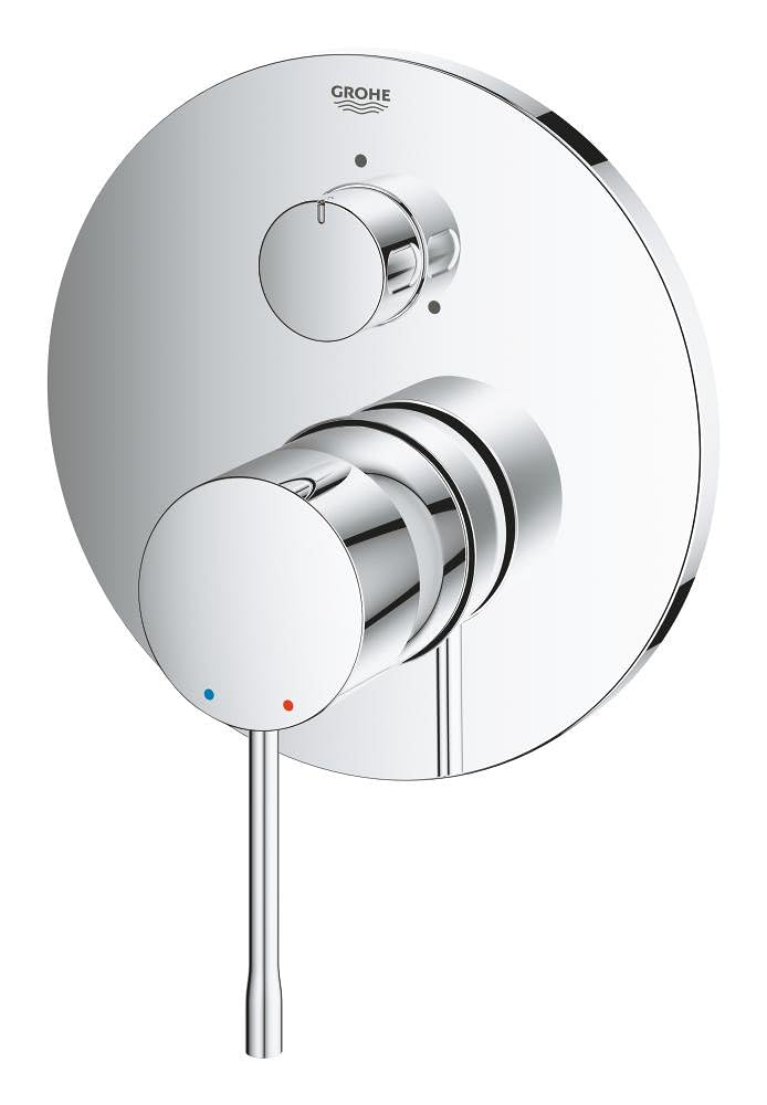GROHE Essence - Grifería de ducha para 3 salidas (Grifo para ducha o bañera, mezclador monomando con palanca metálica y acabado duradero, para Rapido SmartBox), cromo, 24092001