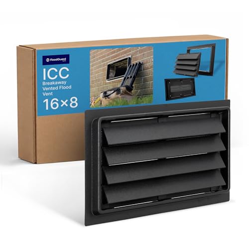 FloodGuard Vents ICC Breakaway Vented Flood Vent 168 ICC-ES Certified FEMA & NFIP Compliant Automatic Foundation Flood Vent for Crawl Space Covers Up to 305 Sq Ft UV-Treated ABS Black