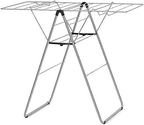 Brabantia HangOn Compact Laundry Drying Rack (49ft / Metallic Gray) Compact, Foldaway, Adjustable Indoor Stainless Steel Clothes Horse