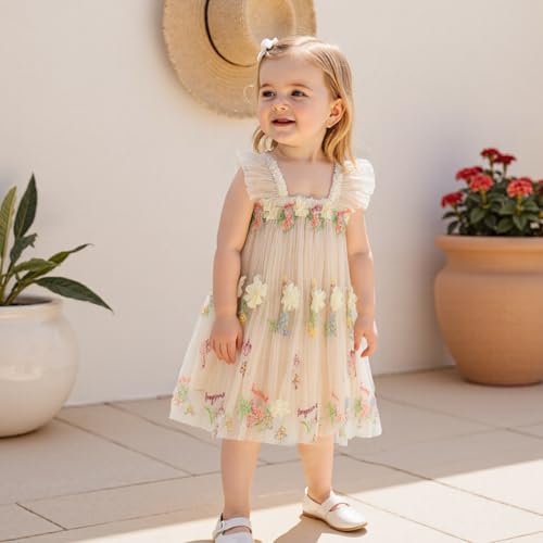 Baby Girl Tulle Dress Layered Butterfly Tutu Princess Dress Sleeveless 6 12 18 Months 2 3 4 T4