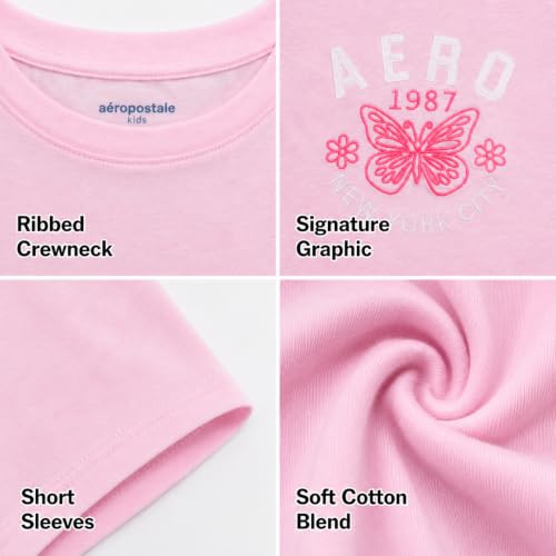 Image of Girls T-Shirts, Soft Cotton Blend Short Sleeve Crewneck Logo Tee (7-16) | Breathable Everyday Feel, Fun Graphic Personality, Pairs with Jeans, Skirts & Leggings for School, Play & Weekends