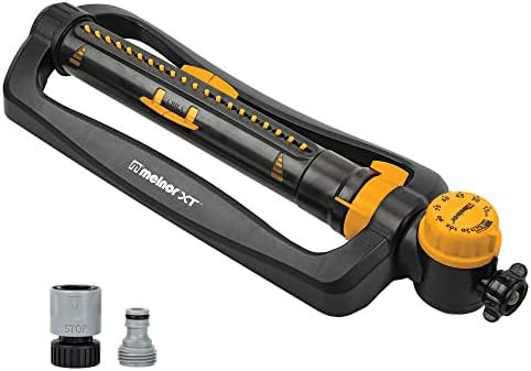 Remote Control Lawn Sprinkler That Will Change Your Gardening Game 2 Melnor 65133AMZ XT Turbo Oscillating Sprinkler W/Timer, 4,500 sq. ft., Quick Connect Bundle, 2-Way Adjustable, Black, Yellow