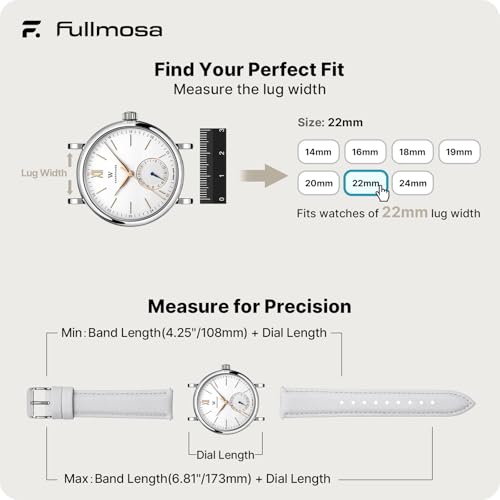 Image of Fullmosa Watch Band, Quick Release Leather Watch Strap Compatible with Samsung Galaxy Garmin for Men Women, Replacement Bands Width 12mm 14mm 16mm 18mm 19mm 20mm 21mm 22mm 24mm