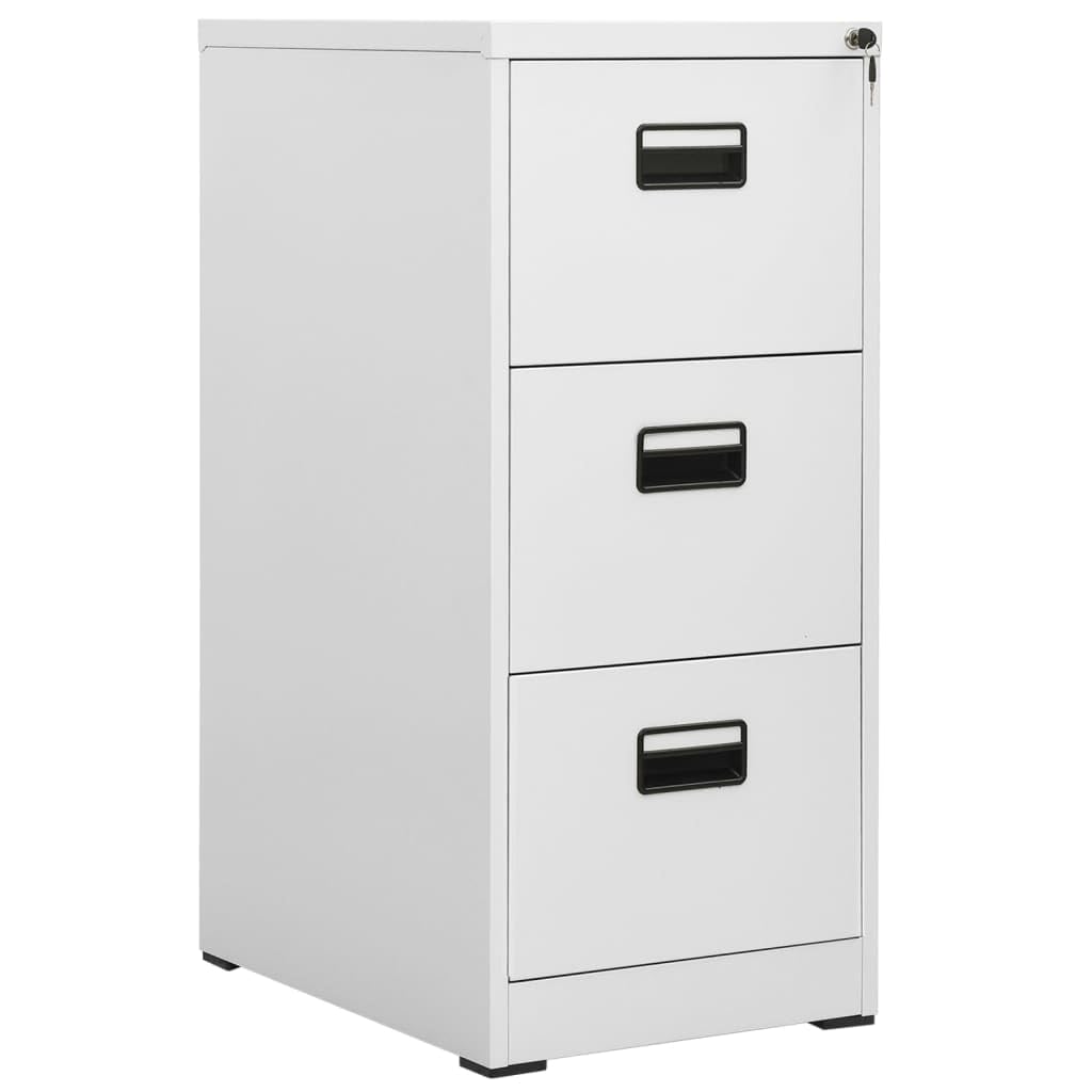 Armoire à classement en acier gris clair 46 x 62 x 102,5 cm avec 3 tiroirs verrouillables, compatible A4, pour bureau à domicile et bureau