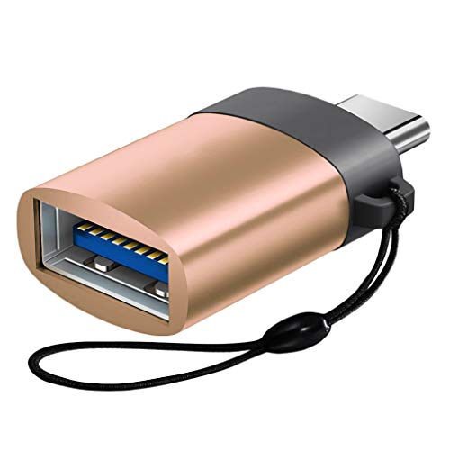 Type-C Type-A USB 3.0 変換アダプター コネクタ OTG USB ホスト機能 変換 アダプタ データ転送 USB C ストラップ付き (ゴールド) PR-OTGTYPEC-GD