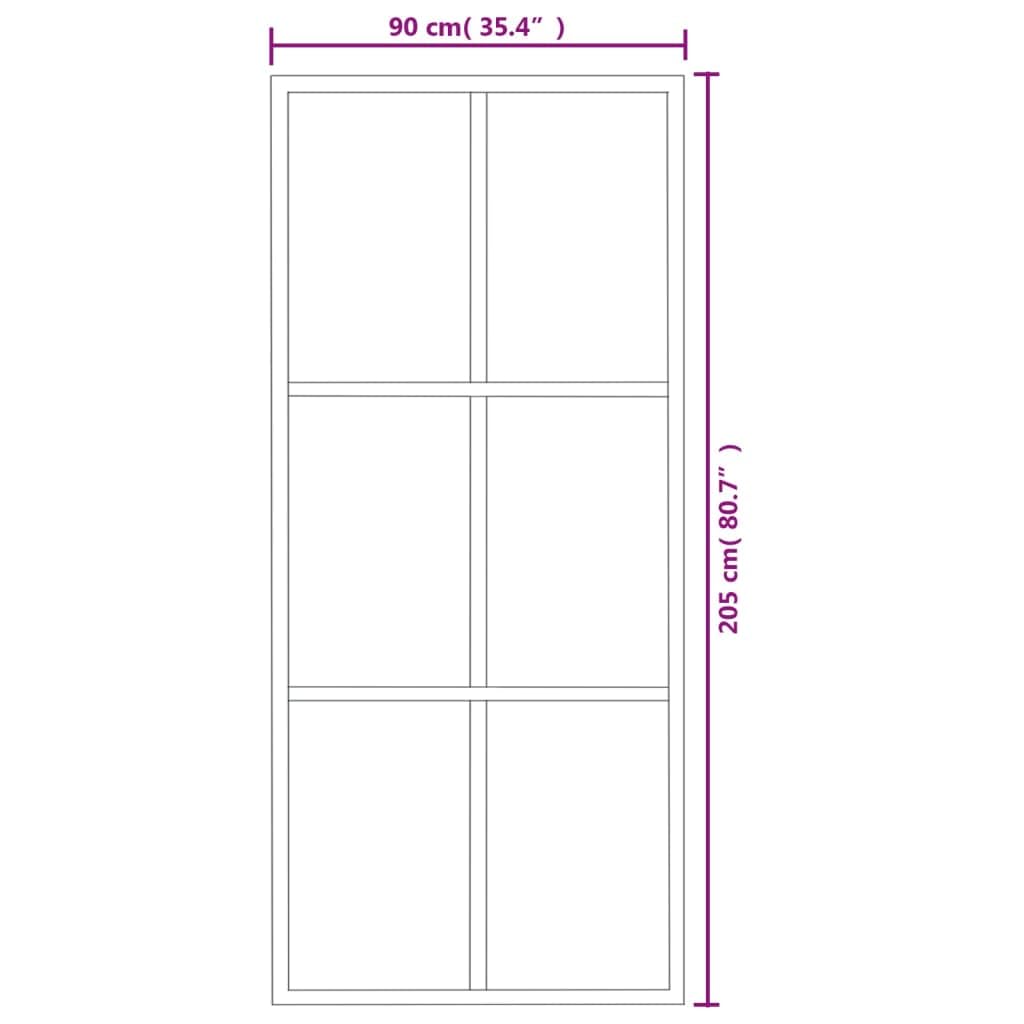 vidaXL Puerta Corredera con Herrajes Entrada Corrediza Deslizante Hogar Cuarto de Baño Salón Sala de Estar Habitación ESG Vidrio y Aluminio 90x205 cm