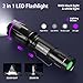 MOWETOO UV Flashlight, Portable Blacklight Flashlight, LED Torch with White and Ultraviolet Light Combo, Black Light Pet Urine Detector for Dog Cat Pee, ID Check, AC Leak, Bed Bug, Rocks, Resin