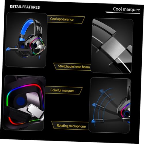 Casque de jeu RGB Uonlytech bleu avec basse surround pour PC - 3
