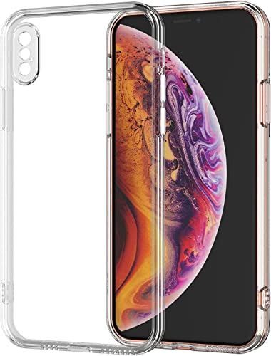 Image of NISHTECH for iPhone X /iPhone Xs Premium Transparent Hybrid Soft Slim Dust Proof Back Case Cover Silicone with Camera Protection