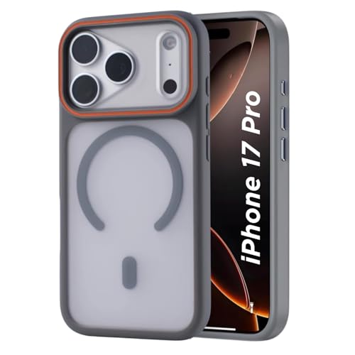 Image of AIBEX Magnetic Compatible Shockproof Case for iPhone 17 Pro - Slim Protective Back Cover with Camera Lens Protection, Strong Magnetic Support, Anti-Slip Grip, Military Grade Drop Protection (Grey)