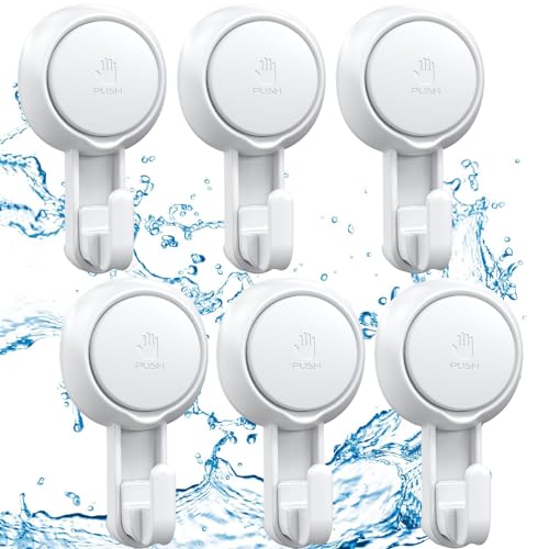 LUXEAR Suction Hooks Powerful Suction Cup Hooks Vacuum Suction Holder Heavy Duty Shower Suction Hooks Glass Door Window Christmas Wreath Hanger Waterproof Suction Hanger for Bathroom Kitchen-6Pack