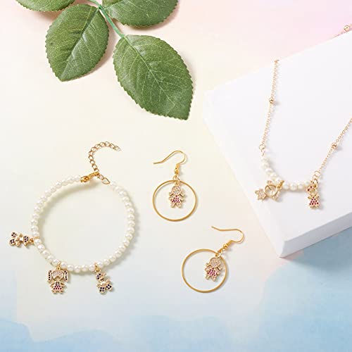 Fashewelry 16Pcs Brass Cubic Zirconia Boy & Girl Charms With Jump Ring Golden Couple Dangle Charms With Colorful Cz Stones Flat Back Crystal Diamond Pendant For Family Bracelets Friendship Necklace #TOP3
