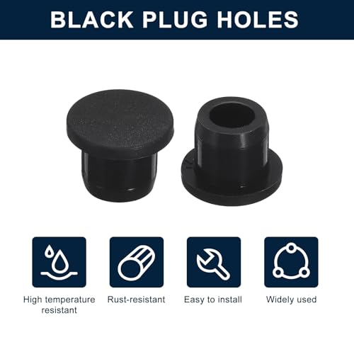 Image of uxcell 10 Pcs Black Plug Holes, Waterproof Rubber Button Plug for 12mm / 0.47 inch Hole