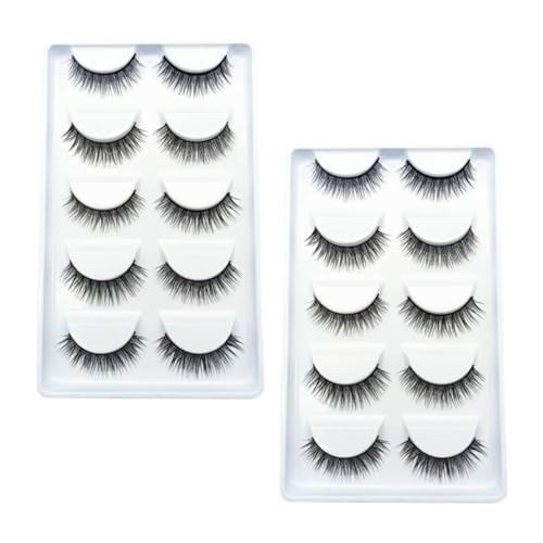 FESTFENDS 10 Pares de Pestañas Postizas de Química Suaves y Fáciles de Usar Negras y Realistas para Maquillaje Personal y Profesional