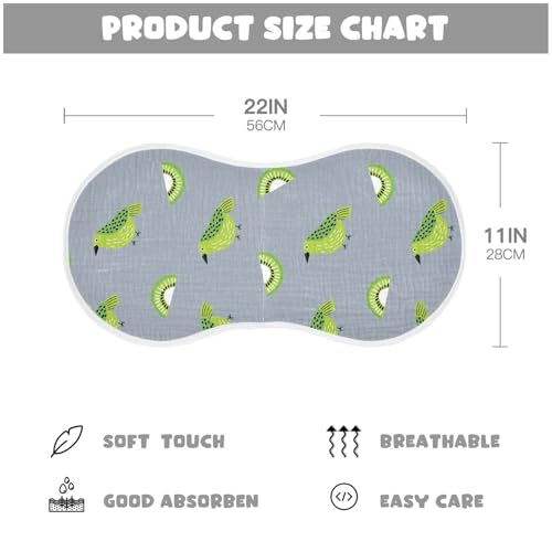 Oliver Jeffers Style Kiwi Jade Bird Design Green Gray Cotton Burp Cloths Soft Touch Baby Cloth for Unisex Babies Set of 2, 22x11in4