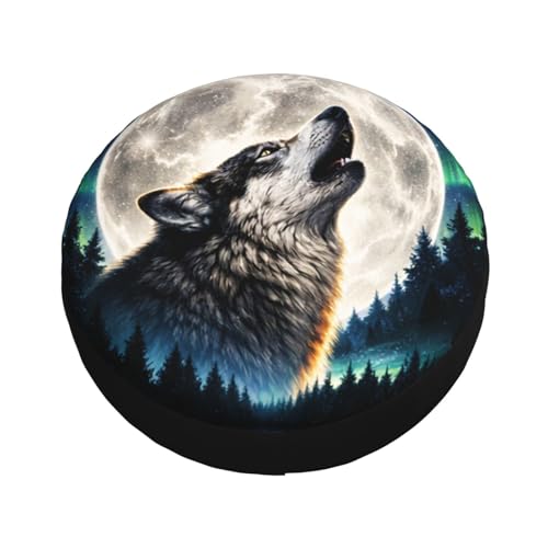 Image of Wolf Spare Tire Cover - Funny Wheel Protectors Waterproof Universal Wheel Cover for SUV Rv Travel Trailer Camper Truck 14 Inch