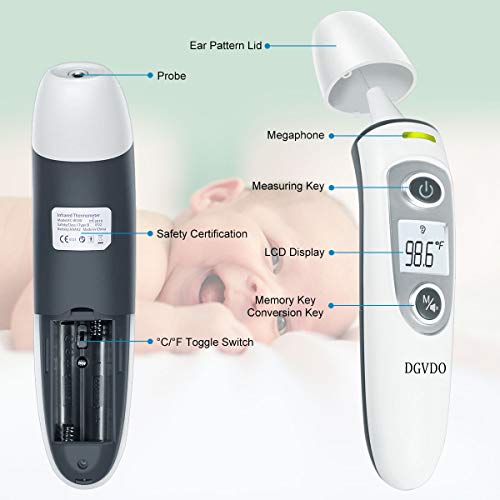 Forehead Ear Thermometer for Adults, Medical Infrared Digital Thermometer for Fever, Baby Kids Child with Fever Alarm 35 Sets Data Storage - Thumbnail 2