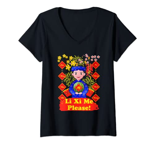 Mujer Li Xi Me Please, Niño Regalo Vietnamita Lunar Año Nuevo 2021 Camiseta Cuello V