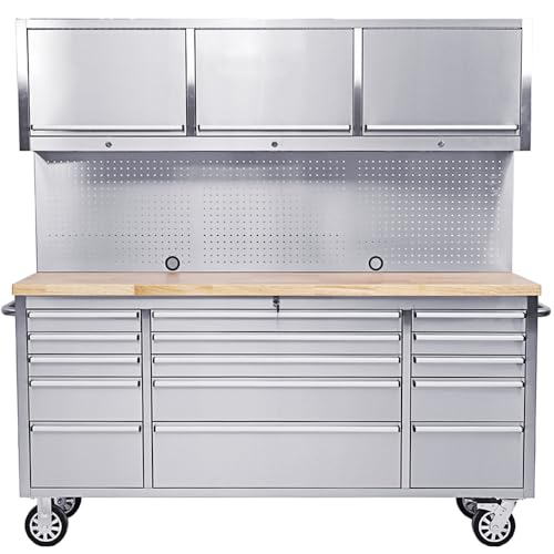 Ondis24 Edelstahl-Werkstattwagen Werkzeugwagen mit 15...