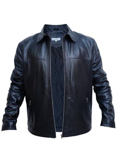 Genuine Men's Polo Classic Leather Moto Trucker Jacket - 100% Lambskin Jacket for Bikers4