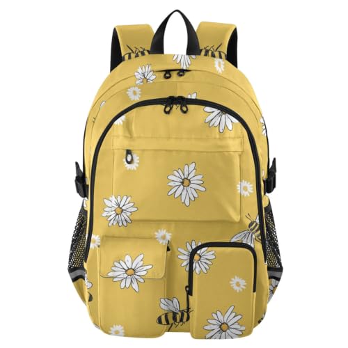 Mochilas para laptop Sweet Yellow Daisy Bee con gran capacidad para estudiantes y oficina