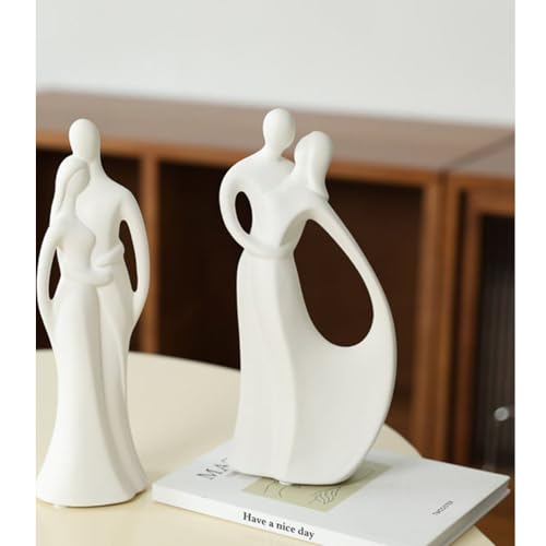 Estatua de pareja blanca de cerámica para decoración miniatura 6