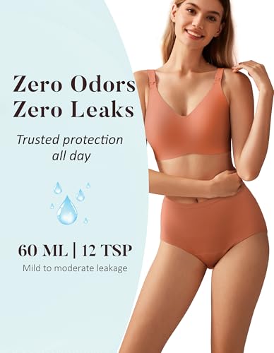Image of AIRCUTE Washable Urinary Incontinence Protective Underwear for Women Leak Proof Absorbent Reusable Panties 60ML 1 Pack (Light Coffee, Medium)
