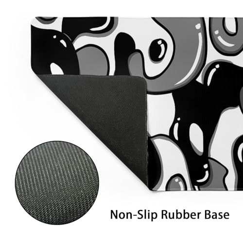 Image of Japanese Anime Geometric Gaming Mouse Pad XL 35.4x15.7 Inch Black Grey White Mousepad Extended Large Anime Mouse Pad with Non-Slip Rubber Base Stitched Edge PC Computer Laptop Desktop for Home Office