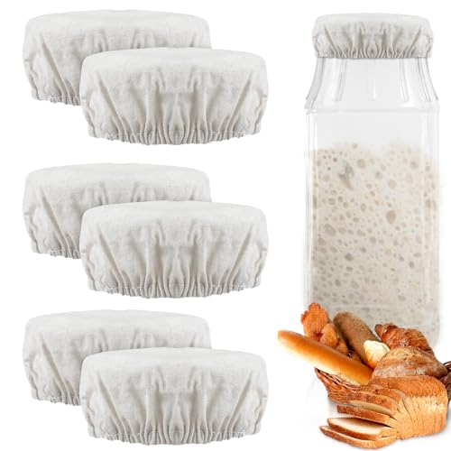 6 Stück Atmungsaktiver Deckel Für Sauerteig Glas StartergläSer Wiederverwendbare Gärtank Stoffdeckel Starterglas Stoffabdeckungen Elastische Gärdeckel Für GlasöFfnung Von 7-10cm Sauerteiggläser