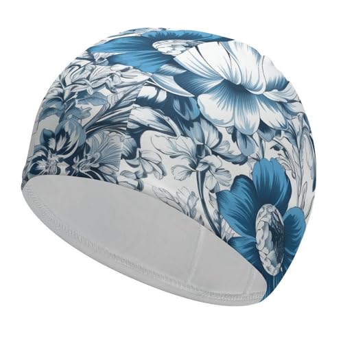 Gorro de baño con diseño de Llama Azul para Hombre y Mujer, Impermeable, Mantiene el Cabello seco, elástico, para Adultos, cómodo, para Cabello Largo, de Tela Antideslizante.