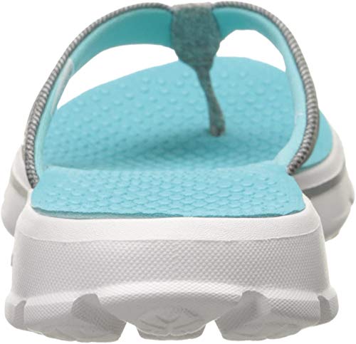 Skechers Skechers Women's Go Walk 3 Pizzaz Flip Flop, Gray/Aqua, 11 M US