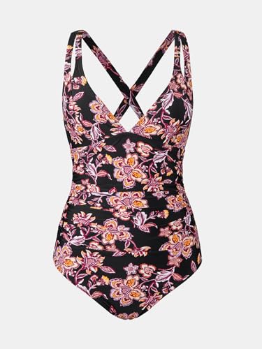 Image of CUPSHE Women's One Piece Swimsuit Tummy Control Deep V Neck Double Straps Crisscross Back Tie Bathing Suit