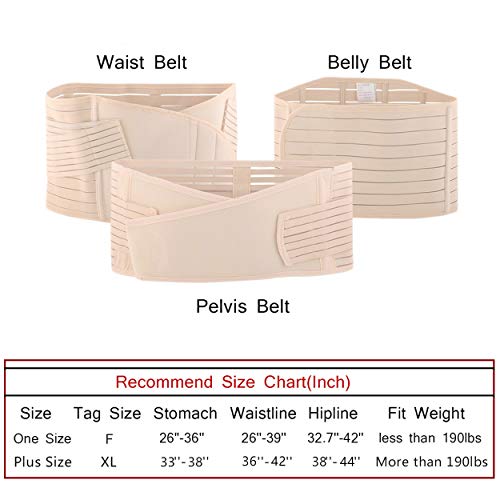 3 in 1 Postpartum Belly Wrap, Women C Section Girdle Belt Post Partum Support Recovery Band Beige
